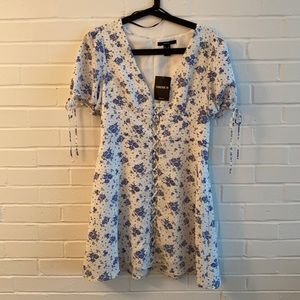 Blue and White Floral Summer Dress- Forever 21